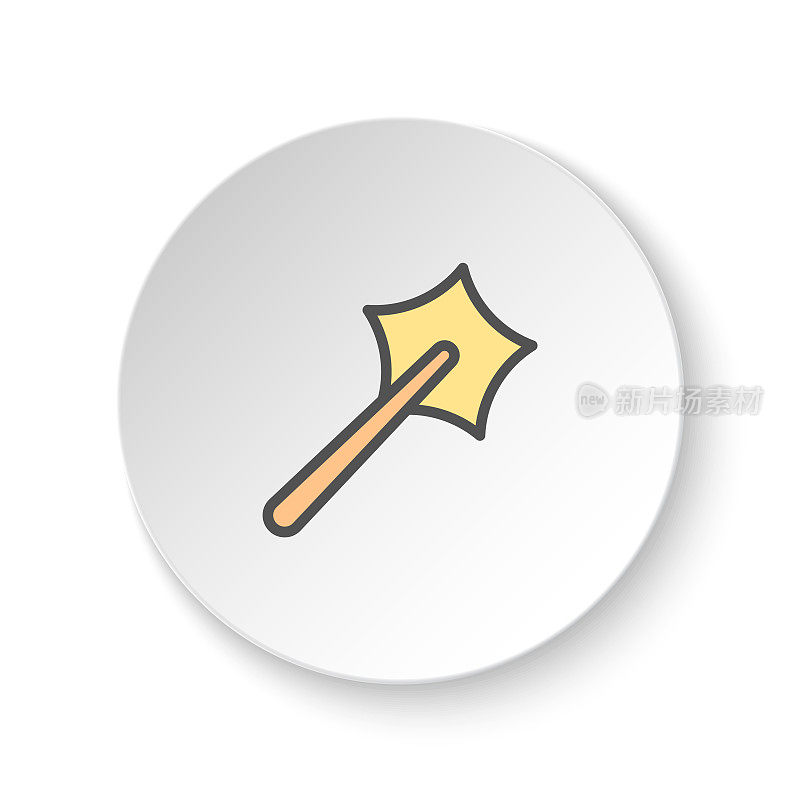 Round button for web icon, magic, wand, wizard. Button banner round, badge interface for application illustration